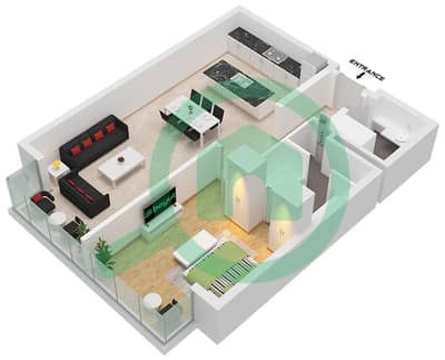 Building 13A - Plano de planta de 1 habitación Apartamento Tipo C