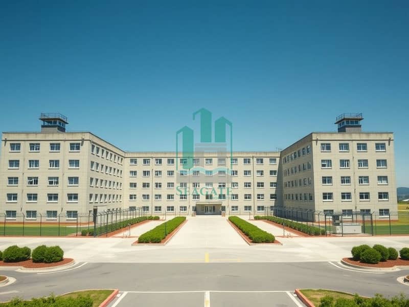 A_wide_outside_architectural_view_establishing_shot_of_a_labor_camp_in_a_modern_institutional_style_shown_as_a_large_rectangular_dormitory_building_with_multiple_floors_identical_windows_simple_clean_concrete_facade_. jpeg A_wide_outside_architectural_view_establishing_shot_of_a_labor_camp_in_a_modern_institutional_style_shown_as_a_large_rectangular_dormitory_building_with_multiple_floors_identical_windows_simple_clean_concrete_facade_. jpeg