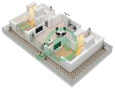 المخططات الطابقية لتصميم النموذج A5 شقة 2 غرفة نوم - أيالا أون ذا بارك