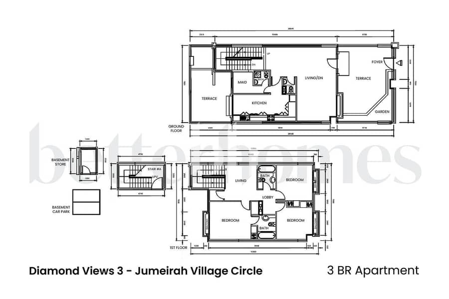 14 3 BR Diamond Views 3 Diamond Views Jumeirah Village Circle NEWFLOORPLAN 3