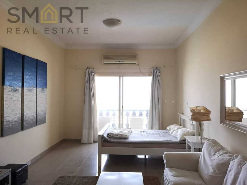Specious  furnished & tenanted Marina studio apartment  facing the sea is located in Al Hamra Village.