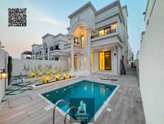 افخم فلل عجمان مع مسبح وحوش تصميم كلاسيك تكيف مركزي 6غرف نوم ماستر
