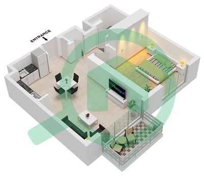 Aria - Grundriss für 1 Schlafzimmer Wohnung Typ A