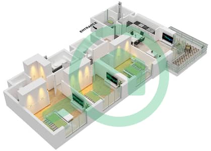 Aria - Grundriss für 3 Schlafzimmer Wohnung Typ A