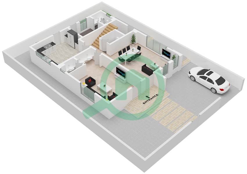 Al Helio 2 - 3 Bedroom Villa Unit 415 Floor plan Floor Ground interactive3D