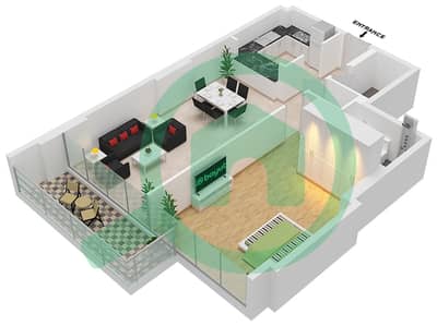 Al Sayyah Residence - Grundriss für 1 Schlafzimmer Wohnung Typ D