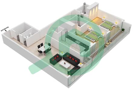 Al Sayyah Residence - Grundriss für 2 Schlafzimmer Wohnung Typ G