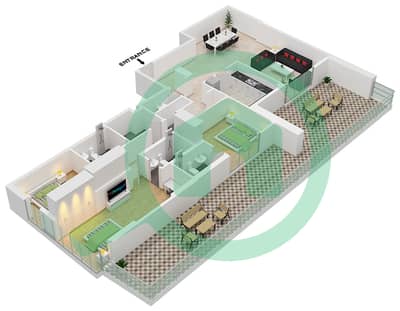 Al Sayyah Residence - Grundriss für 3 Schlafzimmer Wohnung Typ I