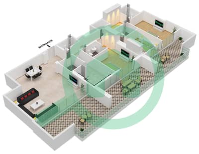 Al Sayyah Residence - Grundriss für 3 Schlafzimmer Wohnung Typ K