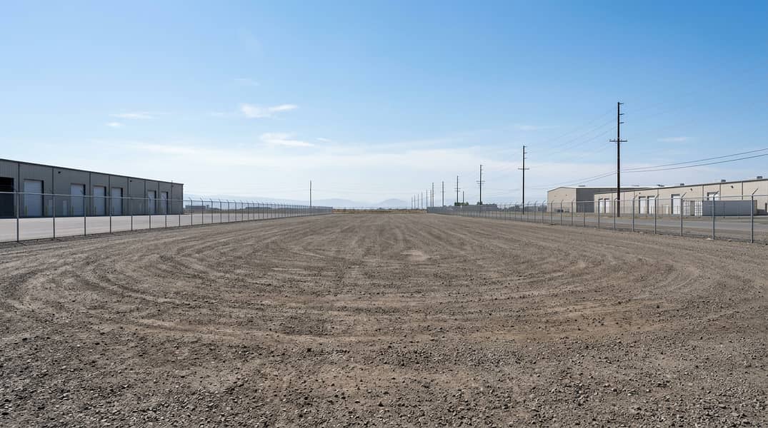 2 A_very_large_empty_industrial_photo_landscape_in_wide_angle_perspective_a_clean_vacant_industrial_yard_with_a_wide_dirt_gravel_ground_distant_warehouse_buildings_on_the_left_and_right_a_tall_chain_link_fence_enclosing. png