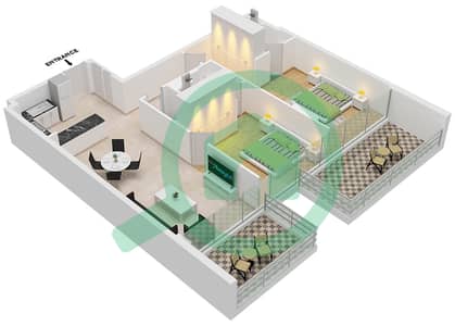 Evora Residence - 2 Bedroom Apartment Type/unit F / UNIT 03 FLOOR 2-10 Floor plan