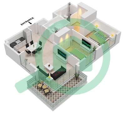 The Cove II Building 9 - Planimetria del piano di 2 Camere Appartamento Unità 1 FLOOR 1-19