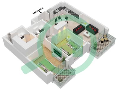 The Cove II Building 9 - Planimetria del piano di 2 Camere Appartamento Unità 5 FLOOR 1-9