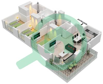The Cove II Building 9 - Planimetria del piano di 3 Camere Appartamento Unità 6 FLOOR 1-9