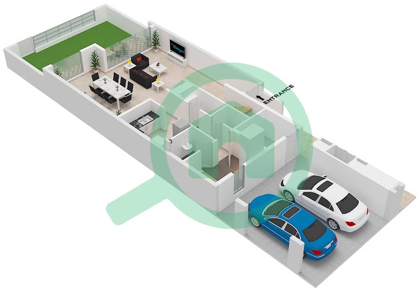 Floor Ground Velora 2 - 3 Bedroom Townhouse Type/unit REVINE / UNIT TH02 Floor plan Floor Ground interactive3D