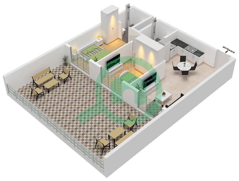 Equiti Arcade - 2 Bedroom Apartment Unit 01 FLOOR 1 Floor plan interactive3D
