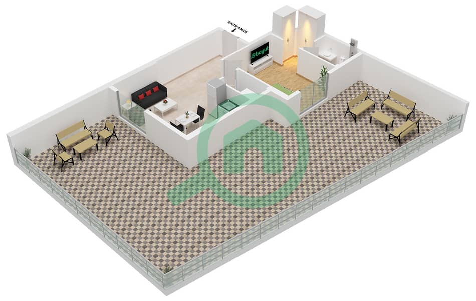 Equiti Arcade - 1 Bedroom Apartment Unit 02 FLOOR 1 Floor plan interactive3D