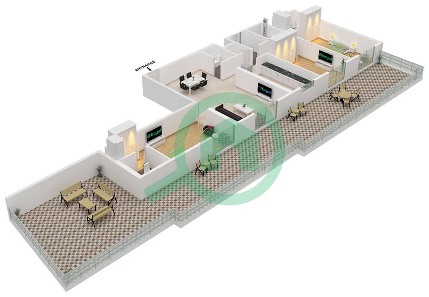 Equiti Arcade - 3 Bedroom Apartment Unit 05 FLOOR 1 Floor plan interactive3D