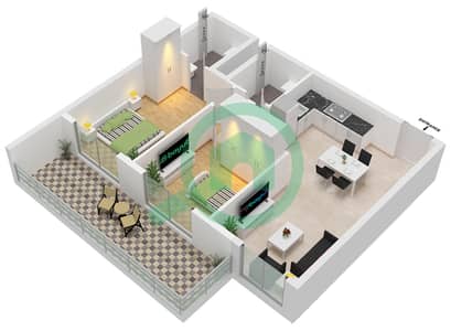 Equiti Arcade - 2 Bedroom Apartment Unit 01 FLOOR 2-13 Floor plan