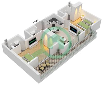 Equiti Arcade - 2 Bedroom Apartment Unit 03 FLOOR 2-13 Floor plan