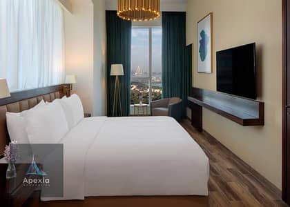 1 Schlafzimmer Hotel Apartment zum zur Miete in Dubai Media City, Dubai - VPVD_Avani-Seaview-1-Bedroom-Apartment_Bedroom. jpg