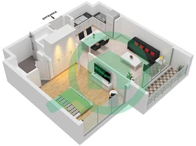 المخططات الطابقية لتصميم النموذج B-1 FLOOR 2,4 شقة 1 غرفة نوم - نسق 1