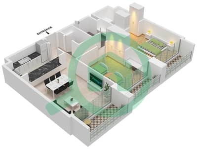 المخططات الطابقية لتصميم النموذج A-2 FLOOR 2,4 شقة 2 غرفة نوم - نسق 1