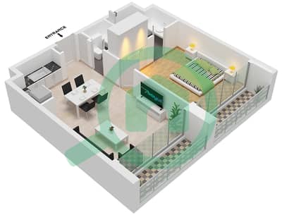 المخططات الطابقية لتصميم النموذج A-1 FLOOR 2,4 شقة 1 غرفة نوم - نسق 1