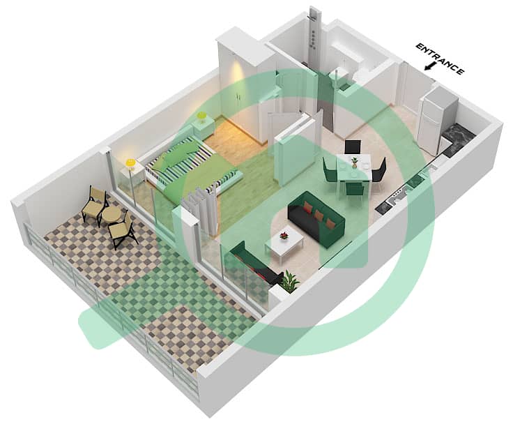 Vincitore Benessere - 1 Bedroom Apartment Type 1 Floor plan interactive3D
