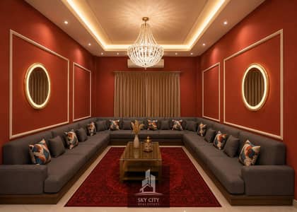 4 Bedroom Villa for Sale in Al Helio, Ajman - a_luxurious_symmetrical_modern_living_room_interi. png 4 Bedroom Villa for Sale in Al Helio, Ajman - a_luxurious_symmetrical_modern_living_room_interi. png