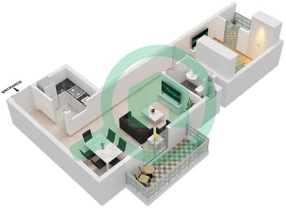 Shorooq Land 2 - Plano de planta de 1 habitación Apartamento Tipo A