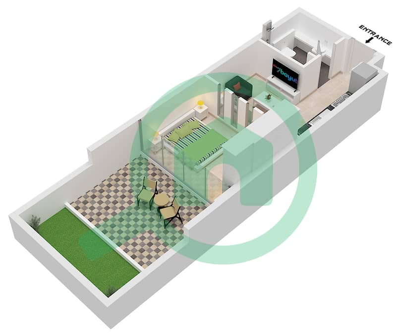 Reem by Vision - Planimetria del piano di Monolocale Appartamento Unità 7,9 FLOOR 1 interactive3D