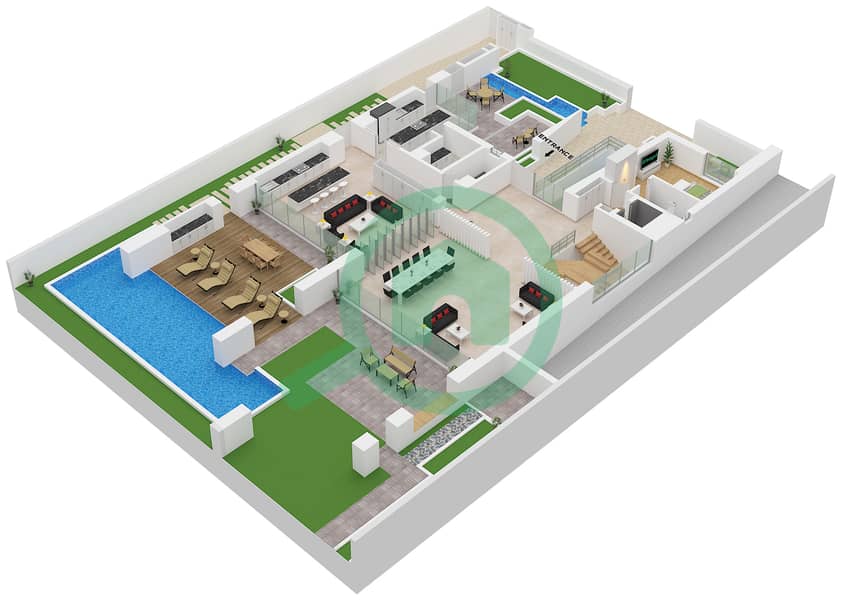 Floor Ground Serenity Mansions - 6 Bedroom Villa Type ARA Floor plan Floor Ground interactive3D