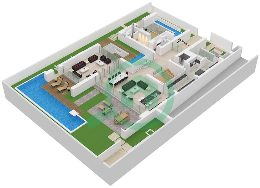 Serenity Mansions - 6 Bedroom Villa Type AYLA Floor plan Floor Ground interactive3D