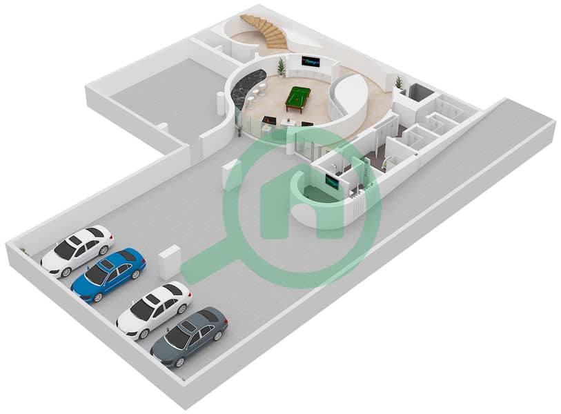 Floor Basement Serenity Mansions - 6 Bedroom Villa Type LUNA Floor plan Floor Basement interactive3D