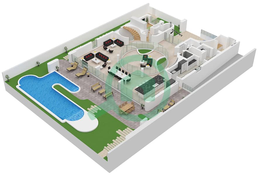 Floor Ground Serenity Mansions - 6 Bedroom Villa Type LUNA Floor plan Floor Ground interactive3D