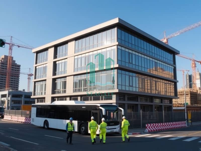 A_modern_labor_accommodation_building_with_multiple_stories_and_large_glass_windows_situated_at_a_busy_intersection. _The_building_has_a_sleek_industrial_design_with_safety_barriers_around_the_construction_site_nearby. jpeg A_modern_labor_accommodation_building_with_multiple_stories_and_large_glass_windows_situated_at_a_busy_intersection. _The_building_has_a_sleek_industrial_design_with_safety_barriers_around_the_construction_site_nearby. jpeg