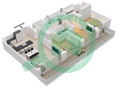 Ellington Sands II Tower A - Plano de planta de 3 habitaciones Apartamento Tipo/unidad A / UNIT 14,15 FLOORG,1-7