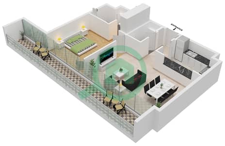 المخططات الطابقية لتصميم النموذج B-3 FLOOR 4,7 شقة 1 غرفة نوم - نسق 3