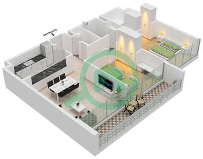 المخططات الطابقية لتصميم النموذج A-2 FLOOR 2,3,5-7 شقة 2 غرفة نوم - نسق 3