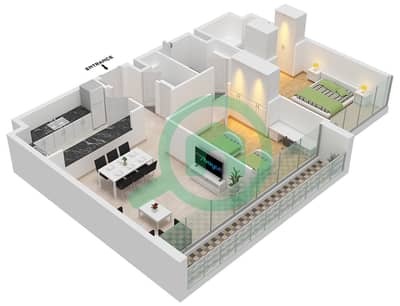 المخططات الطابقية لتصميم النموذج A-3 FLOOR 8,9 شقة 2 غرفة نوم - نسق 3