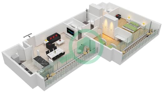 المخططات الطابقية لتصميم النموذج C-1 FLOOR 8,9 شقة 2 غرفة نوم - نسق 3