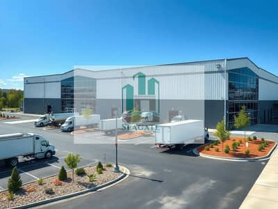 Warehouse for Rent in Al Jurf, Ajman - Ultra_realistic_exterior_photo_of_a_large_modern_warehouse_building_similar_style_to_the_reference_wide_white_metal_panel_facade_with_dark_gray_lower_band_long_rectangular_layout_high_gabled_arched_roof_sections_larg. jpeg Warehouse for Rent in Al Jurf, Ajman - Ultra_realistic_exterior_photo_of_a_large_modern_warehouse_building_similar_style_to_the_reference_wide_white_metal_panel_facade_with_dark_gray_lower_band_long_rectangular_layout_high_gabled_arched_roof_sections_larg. jpeg
