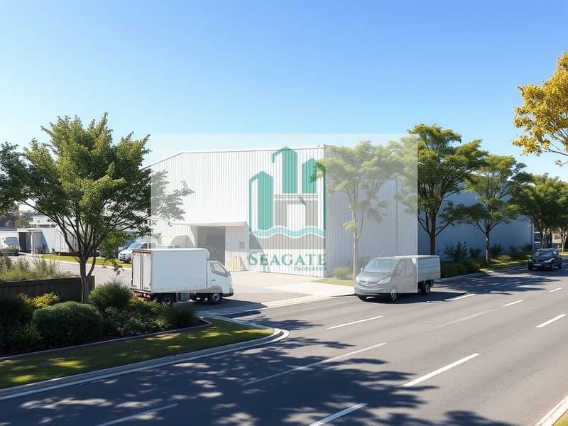 A_large_single_shed_warehouse_next_to_a_busy_road. _The_warehouse_has_a_sleek_metal_structure_with_a_bright_exterior. _It_s_surrounded_by_green_landscaping_with_trees_and_shrubs. _A_few_delivery_trucks_are_parked_in_f. jpeg A_large_single_shed_warehouse_next_to_a_busy_road. _The_warehouse_has_a_sleek_metal_structure_with_a_bright_exterior. _It_s_surrounded_by_green_landscaping_with_trees_and_shrubs. _A_few_delivery_trucks_are_parked_in_f. jpeg