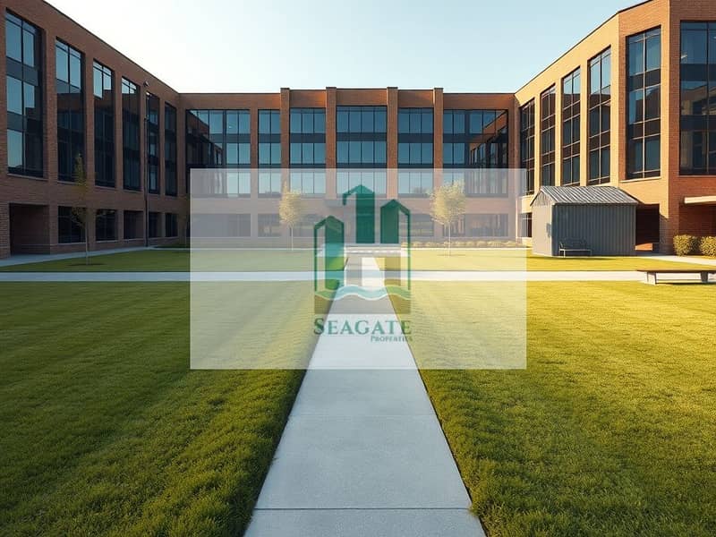 Photorealistic_wide_angle_exterior_view_of_a_full_modern_office_building_centered_in_the_frame_with_all_floors_visible_from_ground_to_roof. _Foreground_an_even_larger_mostly_empty_open_yard_stretching_toward_the_viewe. jpeg Photorealistic_wide_angle_exterior_view_of_a_full_modern_office_building_centered_in_the_frame_with_all_floors_visible_from_ground_to_roof. _Foreground_an_even_larger_mostly_empty_open_yard_stretching_toward_the_viewe. jpeg