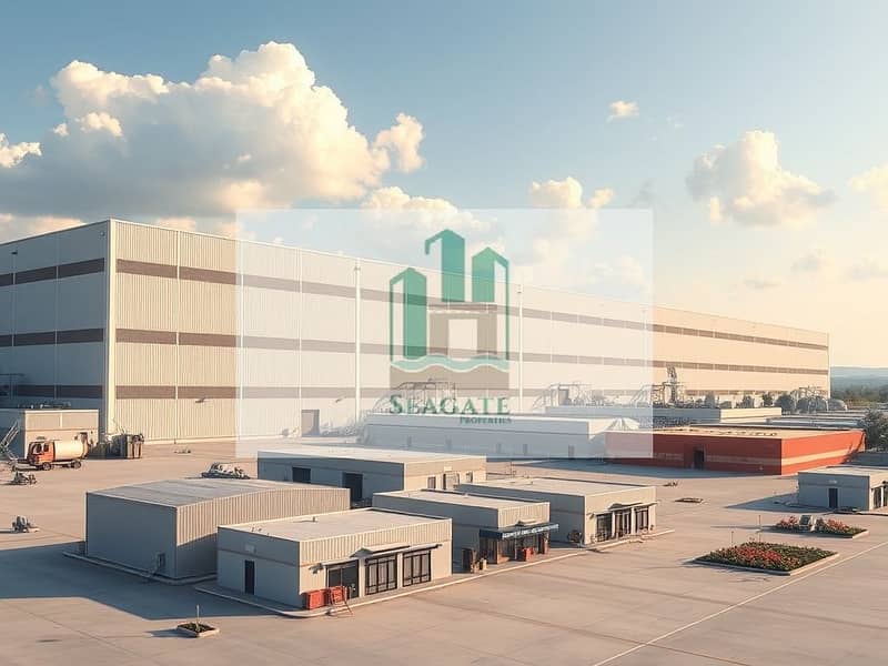 An_exterior_view_of_a_large_warehouse_complex_showing_the_entire_building_without_any_people. _The_warehouse_should_have_a_clean_and_clear_outline_surrounded_by_small_dormitory_style_buildings_for_a_labor_camp_and_a_s. jpeg An_exterior_view_of_a_large_warehouse_complex_showing_the_entire_building_without_any_people. _The_warehouse_should_have_a_clean_and_clear_outline_surrounded_by_small_dormitory_style_buildings_for_a_labor_camp_and_a_s. jpeg