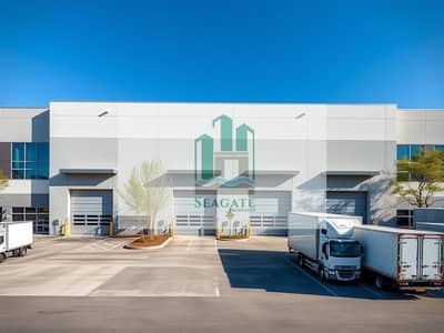 Warehouse for Sale in Al Sajaa Industrial, Sharjah - An_exterior_view_of_a_modern_warehouse_featuring_large_loading_docks_with_roll_up_doors. _The_building_has_a_sleek_design_with_glass_windows_and_a_concrete_fa_ade. _Surrounding_the_warehouse_are_parking_spaces_for_deli. jpeg Warehouse for Sale in Al Sajaa Industrial, Sharjah - An_exterior_view_of_a_modern_warehouse_featuring_large_loading_docks_with_roll_up_doors. _The_building_has_a_sleek_design_with_glass_windows_and_a_concrete_fa_ade. _Surrounding_the_warehouse_are_parking_spaces_for_deli. jpeg