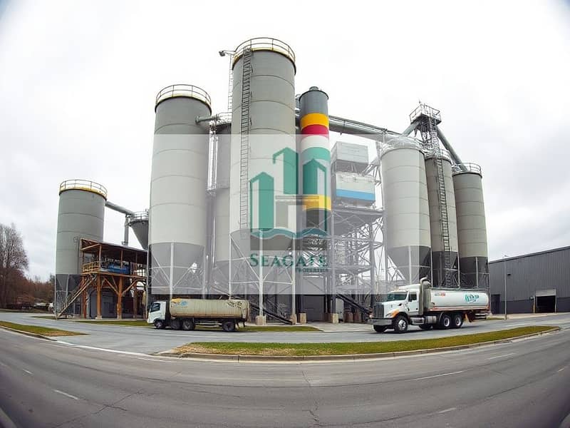 3 A_realistic_small_size_wide_angle_photo_of_an_industrial_concrete_batching_plant_cement_factory_similar_to_the_reference_tall_cylindrical_silos_painted_light_gray_with_circular_catwalk_tops_connected_piping_and_metal. jpeg