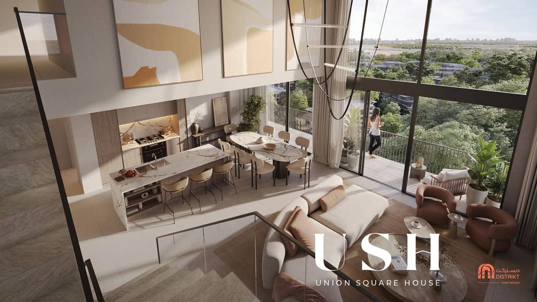 6 DISTRIKT Ghaf Woods_3BD Penthouse Living Room Top View. jpg