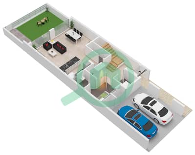 Mudon Al Ranim 5 - 3 Bedroom Townhouse Type/unit 3B1-A / UNIT MID Floor plan